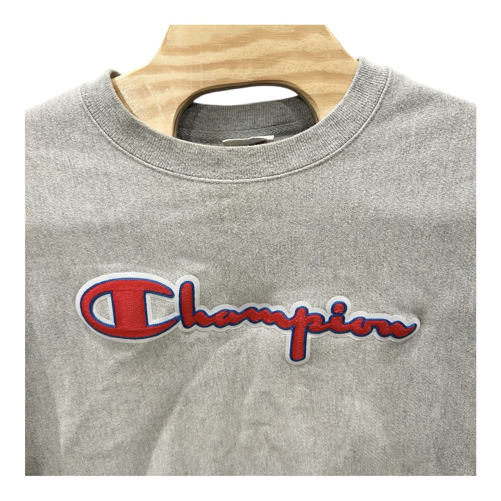 Champion Reverse Weave Crewneck Sweatshirt Xxl Gray Embroidered Red Logo 2xl